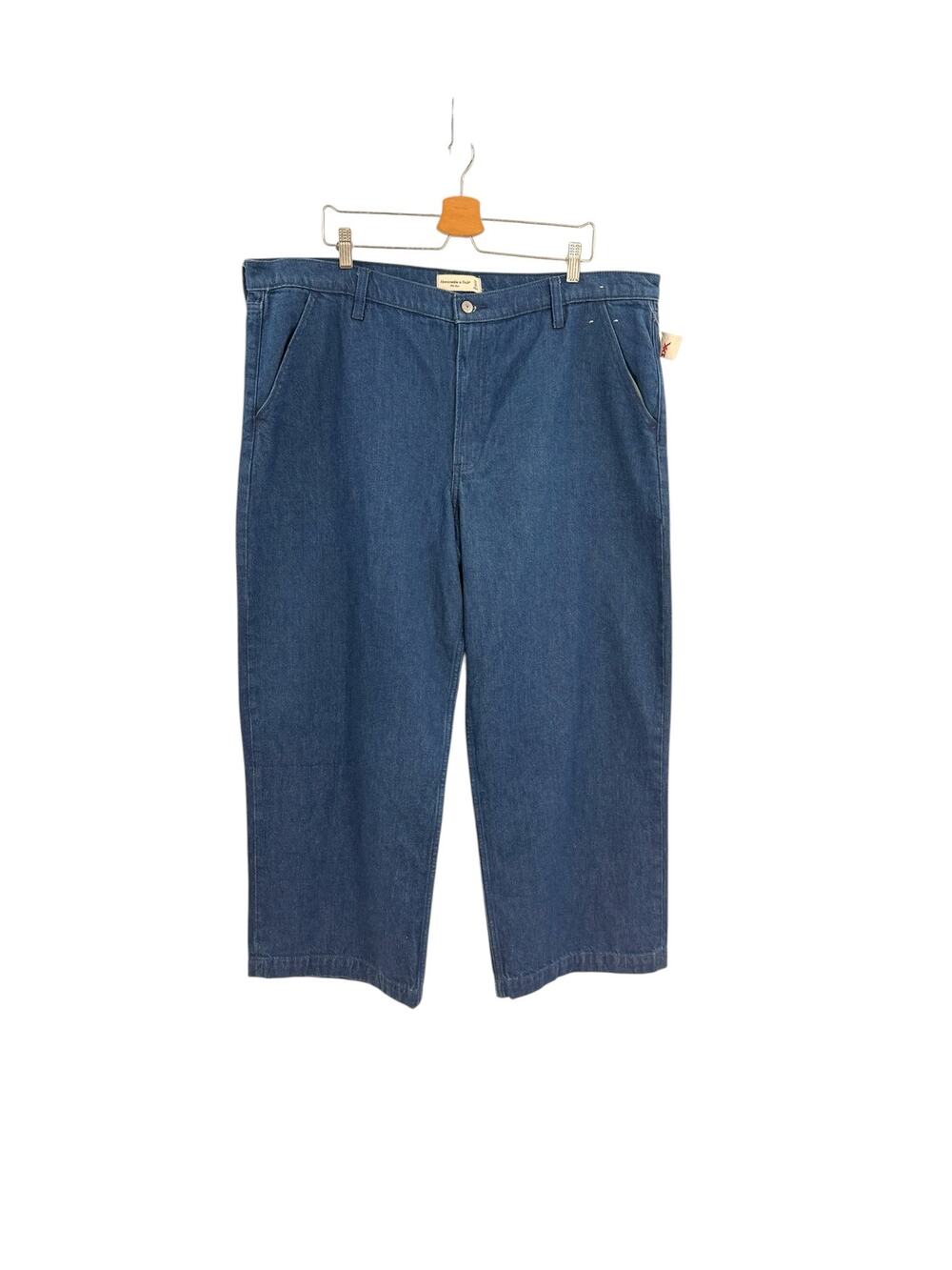 Abercrombie Mid Rise Trouser Jeans Wide Leg Dark Wash Denim Women's 34/18S NWT